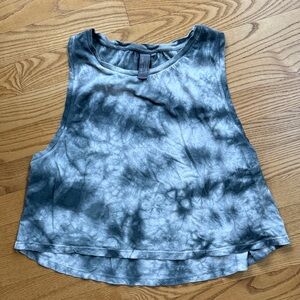 Sweaty Betty Gray White Tie Dye Cropped Swing Muscle Tank XS